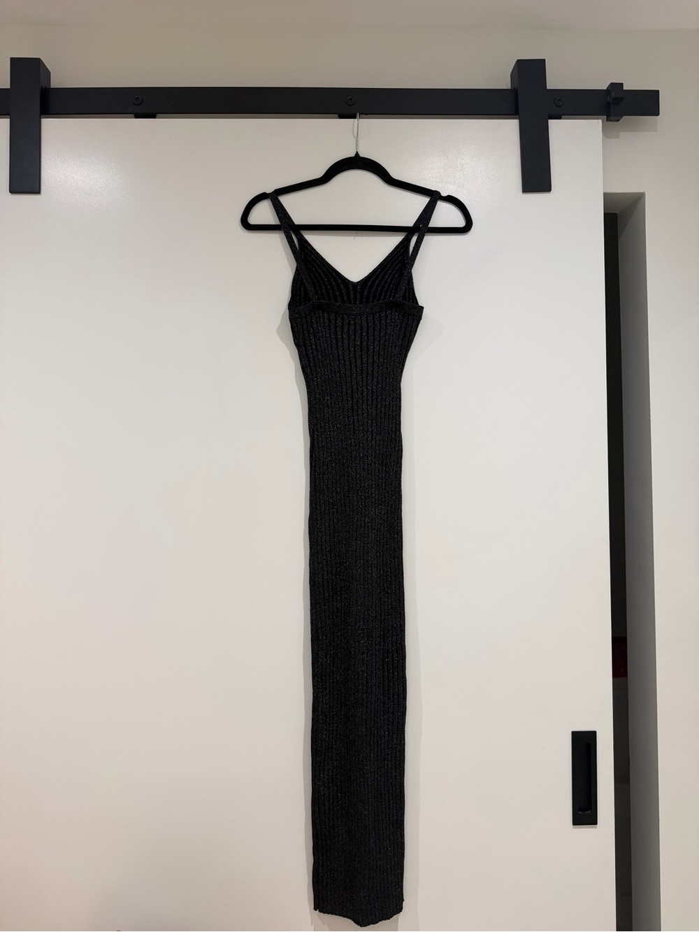Forever 21 Black Ribbed Knit Maxi Dress with Thin Straps